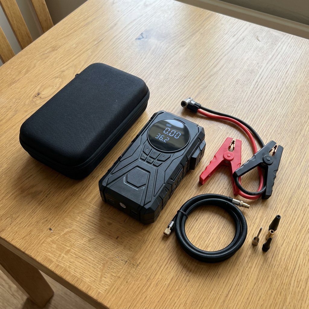 SafeJourney and accessories on a table